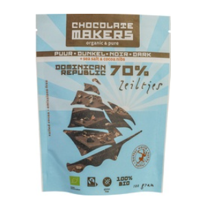 Chocozeiltjes puur met zeezout van Chocolatemakers, 10 x 100 g